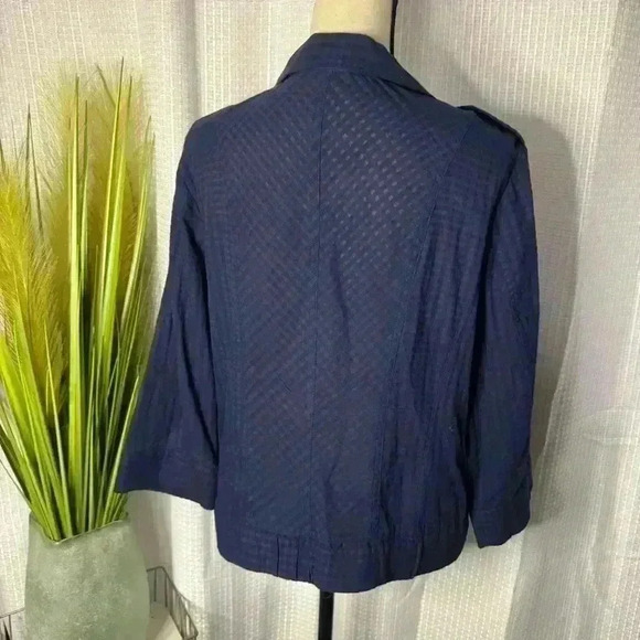 Chico's Additions Women’s 2 US L Spectra Sapphire Smoked Blue Zipped Jacket - Picture 8 of 13